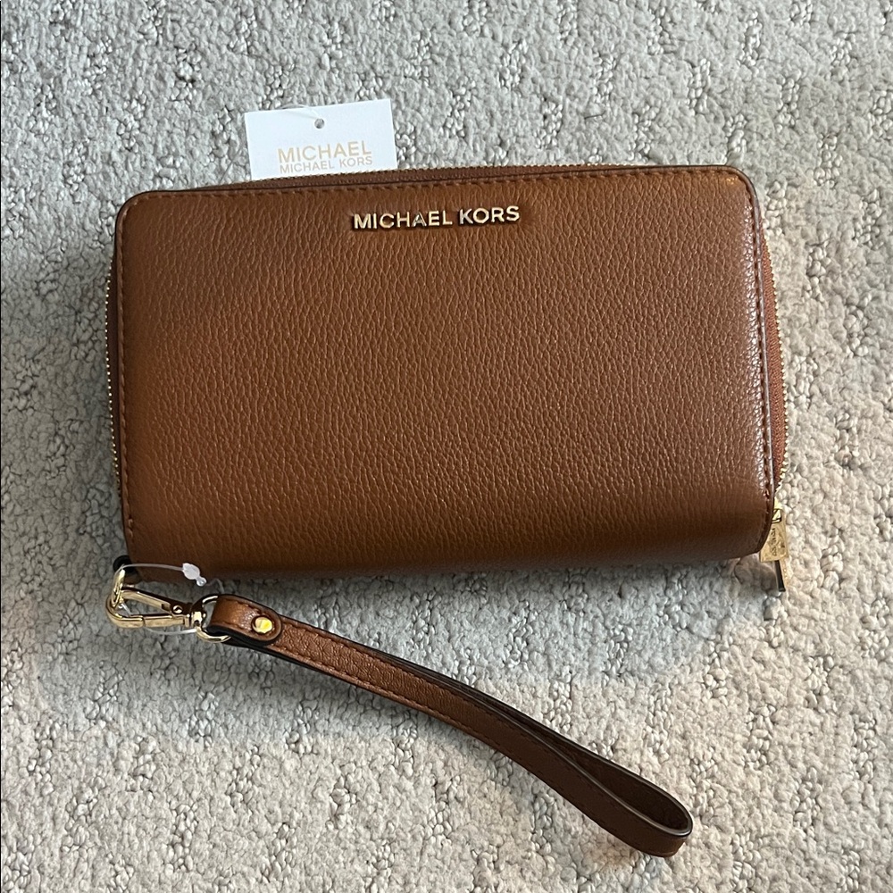 Michael Kors Tan Leather Wristlet